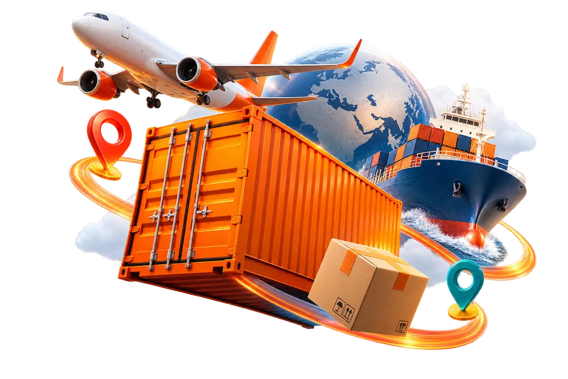المان سهبعدی شفاف حمل هوایی و دریایی و کانتینر در مسیر واردات از چین